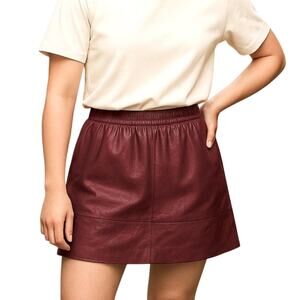 Forever 21 Dark Red Pleather Mini Skirt Grunge Retro Faux Leather Size Small